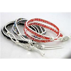 handmade bracelet with chinese crystal glass beads wrap, approx 4mm bead, 8mm wide, 33cm length [FGBRB316-33CM]