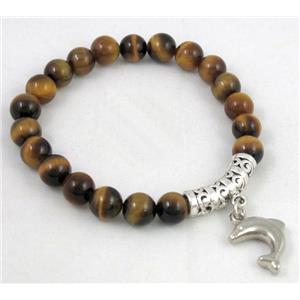 handmade fashion bracelet with tiger eye bead, stretchy, approx 8mm dia, 18cm length [FGBRB319]