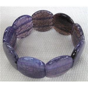 agate bracelet, stretchy, purple, 25x30mm bead [FGBRB320]