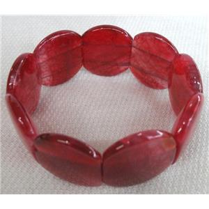 agate bracelet, stretchy, red, 25x30mm bead [FGBRB322]