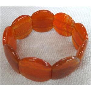 agate bracelet, stretchy, orange, 25x30mm bead [FGBRB323]