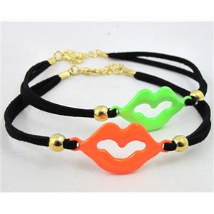 handmade Adjustable bracelet with suede, enamel alloy, approx 16-18cm length [FGBRB335]