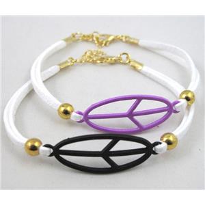 handmade bracelet with suede, enamel alloy, approx 16-18cm length [FGBRB337]