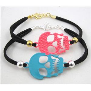 handmade bracelet with suede, enamel alloy bead, approx 16-18cm length [FGBRB341]