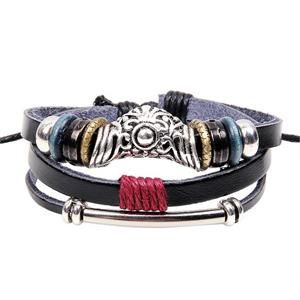 handmade bracelet with leather, alloy bead, approx 16-18cm length [FGBRB386]
