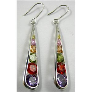 Cubic Zirconia Earrings, Nickel Free, 10x60mm [FGERE82484-1]