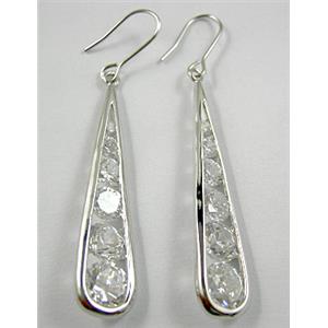 White CZ Diamond Earrings, Nickel Free, 10x60mm [FGERE82484-2]