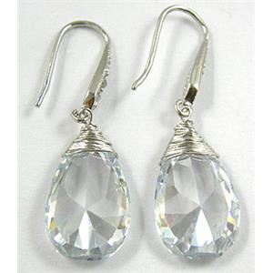 Clean CZ Diamond Drop Earrings, Ni-Free, 12x22mm, 43mm length [FGERE82570-1]