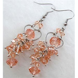 Fashion jewelry Earrings,Chinese Glass Crystal Beads, approx 65mm length, 15mm [FGER17]