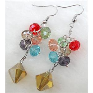 Fashion jewelry Earrings,Chinese Glass Crystal Beads, approx 65mm length, 12mm [FGER18]