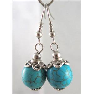 handmade earring with turquoise, copper, alloy bead, approx 30-60mm length [FGER59]