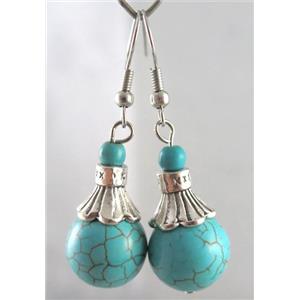 handmade earring with turquoise, copper, alloy bead, approx 30-60mm length [FGER60]