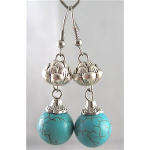 handmade earring with turquoise, copper, alloy bead, approx 30-60mm length [FGER61]