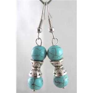 handmade earring with turquoise, copper, alloy bead, approx 30-60mm length [FGER62]