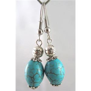 handmade earring with turquoise, copper, alloy bead, approx 30-60mm length [FGER63]