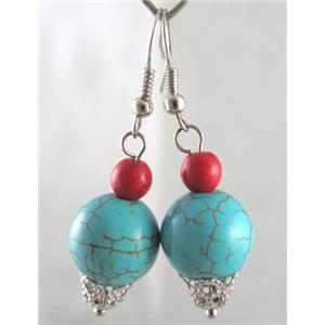 handmade earring with turquoise, copper, alloy bead, approx 30-60mm length [FGER64]