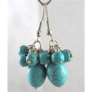handmade earring with turquoise, copper, alloy bead, approx 30-60mm length [FGER66]