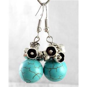 handmade earring with turquoise, copper, alloy bead, approx 30-60mm length [FGER67]