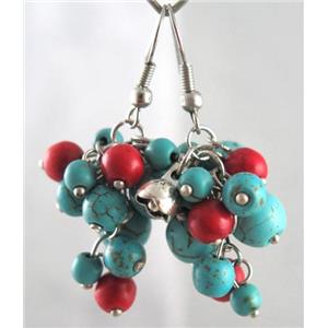 handmade earring with turquoise, copper, alloy bead, approx 30-60mm length [FGER68]