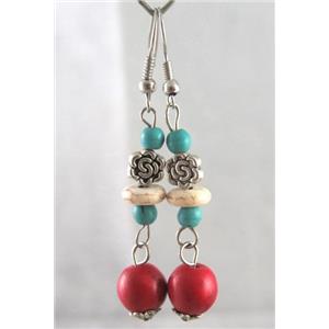 handmade earring with turquoise, copper, alloy bead, approx 30-60mm length [FGER69]