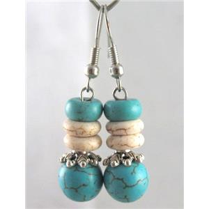 handmade earring with turquoise, copper, alloy bead, approx 30-60mm length [FGER70]