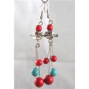handmade earring with turquoise, copper, alloy bead, approx 30-60mm length [FGER72]