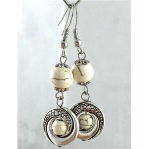 handmade earring with turquoise, copper, alloy bead, approx 30-60mm length [FGER73]