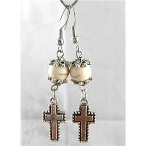 handmade earring with turquoise, copper, alloy bead, approx 30-60mm length [FGER75]