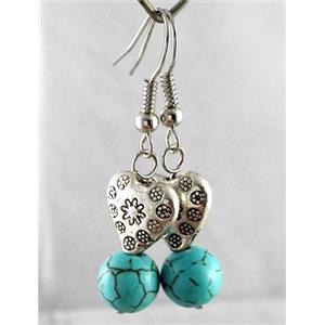 handmade earring with turquoise, copper, alloy bead, approx 30-60mm length [FGER77]