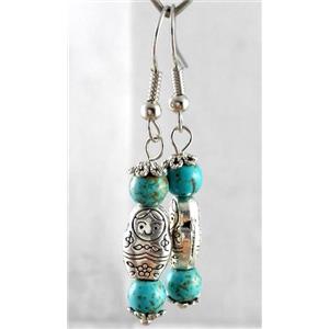 handmade earring with turquoise, copper, alloy bead, approx 30-60mm length [FGER79]