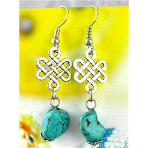 handmade earring with turquoise, copper, alloy bead, approx 30-60mm length [FGER81]