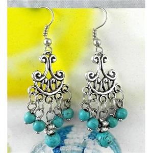 handmade earring with turquoise, copper, alloy bead, approx 30-60mm length [FGER82]