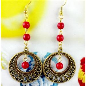 handmade earring with turquoise, copper, alloy bead, approx 30-60mm length [FGER83]