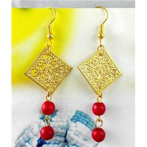 handmade earring with turquoise, copper, alloy bead, approx 30-60mm length [FGER84]
