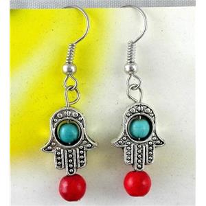 handmade earring with turquoise, copper, alloy bead, approx 30-60mm length [FGER85]