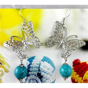 handmade earring with turquoise, copper, alloy bead, approx 30-60mm length [FGER88]