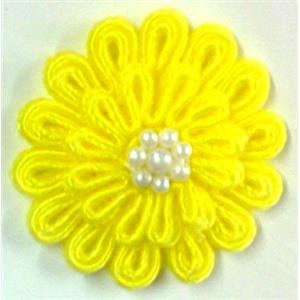 Crochet Handcraft Flower, yellow, 40-45mm dia [FGFL01C01]