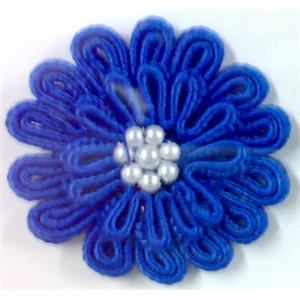 Crochet Craft Flower, Blue, 40-45mm dia [FGFL01C06]