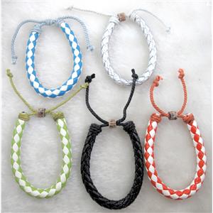 PU Leather Bracelet, mixed, 8mm thick, 8 inch length [FGLBBR34]