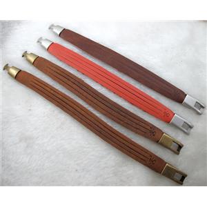 Genuine Leather Bracelet, mixed, 16mm wide, 8 inch length [FGLBBR39-01]