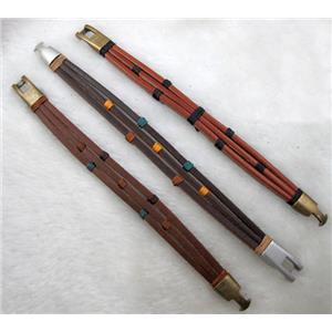Genuine Leather Bracelet, Mix, 12mm wide, 8 inch length [FGLBBR40-16]