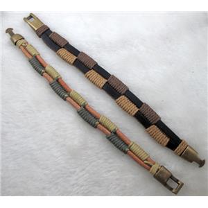 Genuine Leather Bracelet, Mix, 15mm wide, 18mm wide, 8 inch length [FGLBBR40-17]