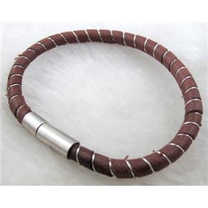 Genuine Leather Bracelet, Mix, 5.5mm dia, 8 inch length [FGLBBR40-36]