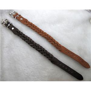 mixed Genuine Leather Bracelet, 15mm wide, 10 inch length [FGLBBR41-07]