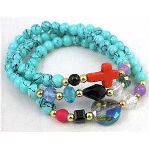 fashion jewelry, glass necklace, bracelet, CCB, approx 6mm bead, 49cm length [FGNK238]