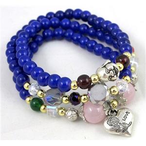 fashion jewelry, glass necklace, bracelet, CCB, blue, approx 6mm bead, 49cm length [FGNK239]