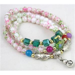 fashion jewelry, glass necklace, bracelet, CCB, approx 6mm bead, 49cm length [FGNK243]