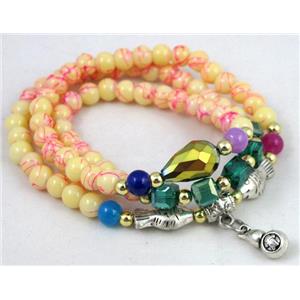 fashion jewelry, glass necklace, bracelet, CCB, approx 6mm bead, 49cm length [FGNK244]
