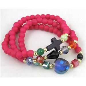 fashion jewelry, glass necklace, bracelet, red, approx 6mm bead, 49cm length [FGNK245]