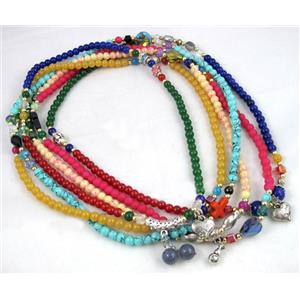 fashion jewelry, GLASS necklace, bracelet, CCB, mixed, approx 6mm bead, 49cm length [FGNK247]